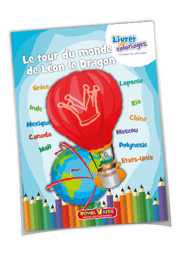 Coloriages Royal Kids - Livret de coloriage Le tour du monde de Léon